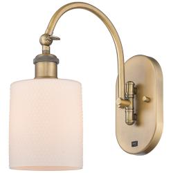 Ballston Cobbleskill 5" Incandescent Sconce - Brass - Matte White Shad