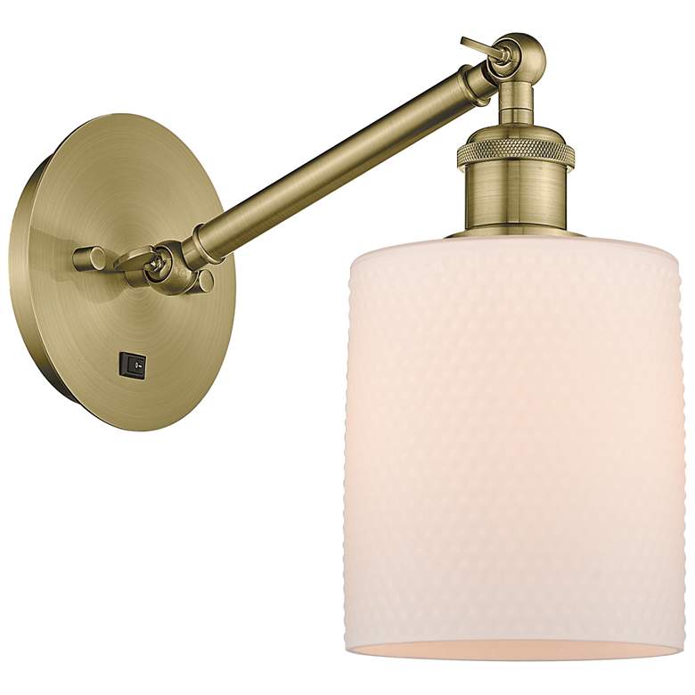 Image 1 Ballston Cobbleskill 5" Incandescent Sconce - Brass - Matte White Shad