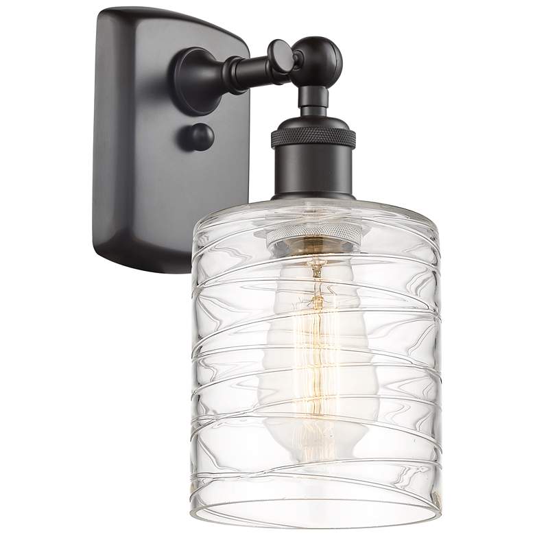 Image 1 Ballston Cobbleskill 5" Incandescent Sconce - Bronze - Deco Swirl Shad