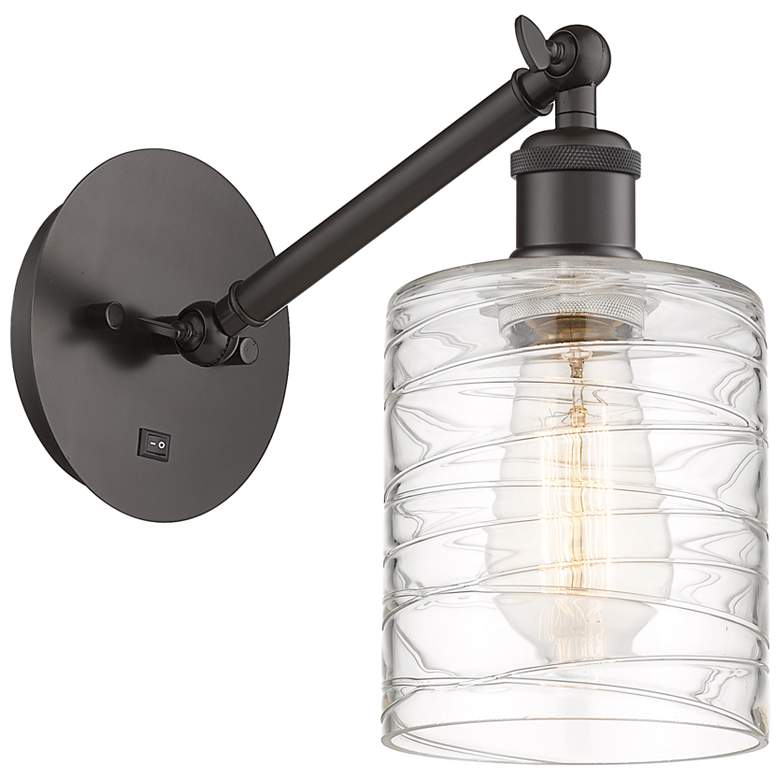 Image 1 Ballston Cobbleskill 5" Incandescent Sconce - Bronze Finish - Swirl Sh