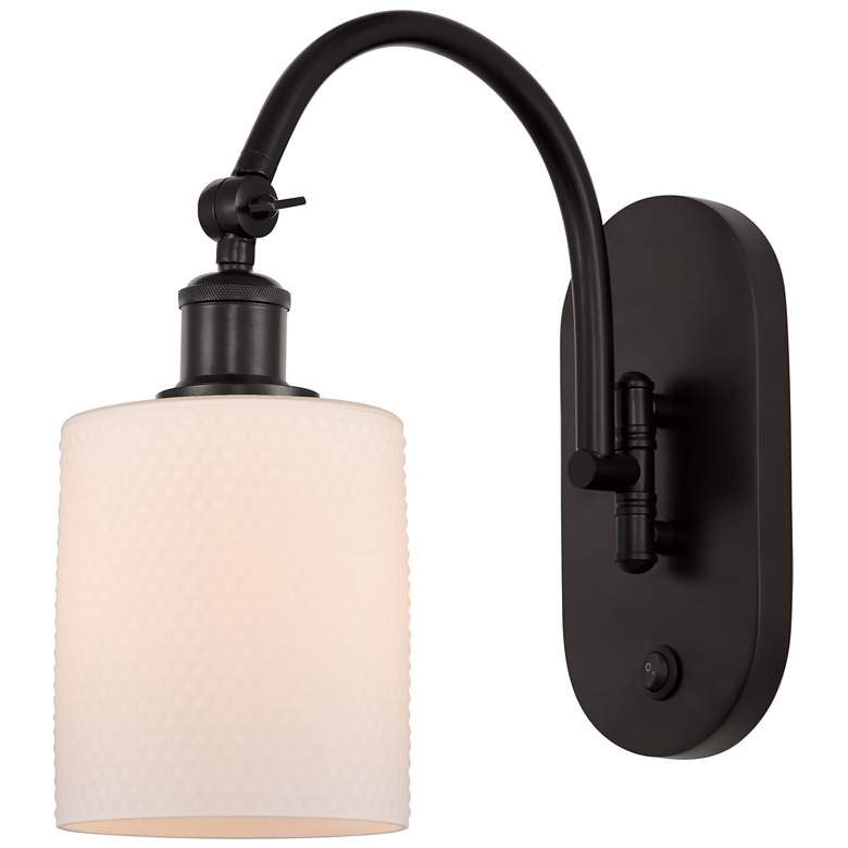 Image 1 Ballston Cobbleskill 5" Incandescent Sconce - Bronze Finish - White Sh