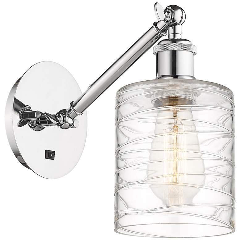 Image 1 Ballston Cobbleskill 5" Incandescent Sconce - Chrome - Deco Swirl Shad