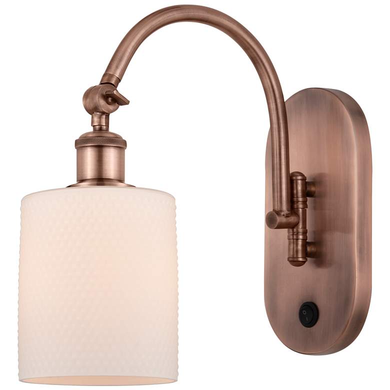 Image 1 Ballston Cobbleskill 5 inch Incandescent Sconce - Copper Finish - White Sh