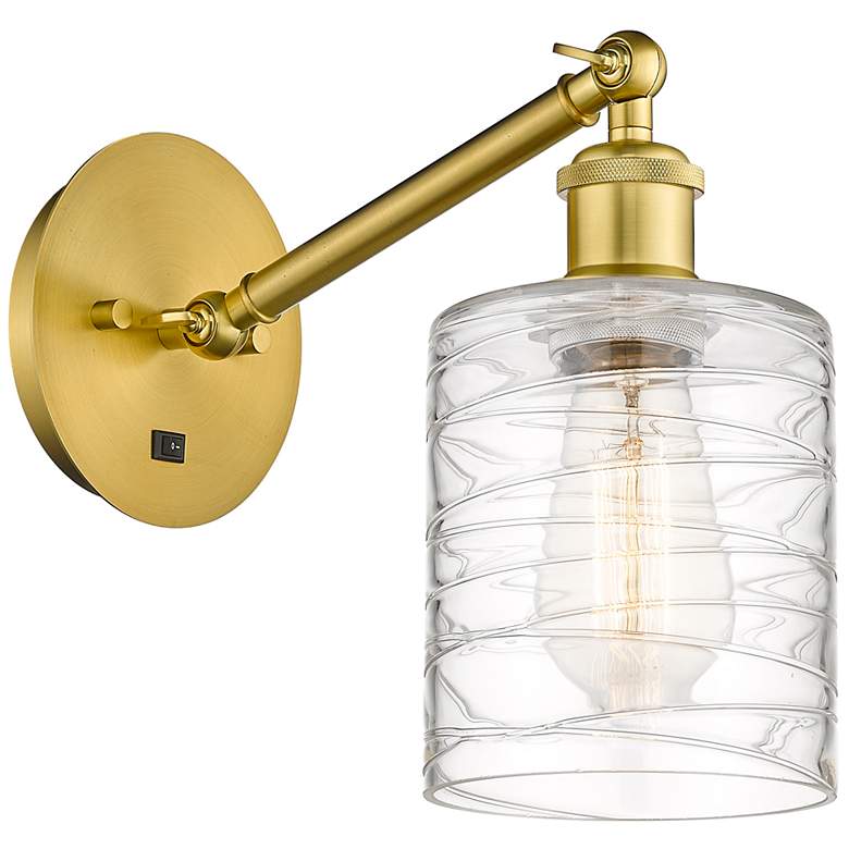 Image 1 Ballston Cobbleskill 5" Incandescent Sconce - Gold - Deco Swirl Shade