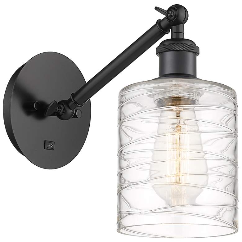 Image 1 Ballston Cobbleskill 5" Incandescent Sconce - Matte Black - Swirl Shad