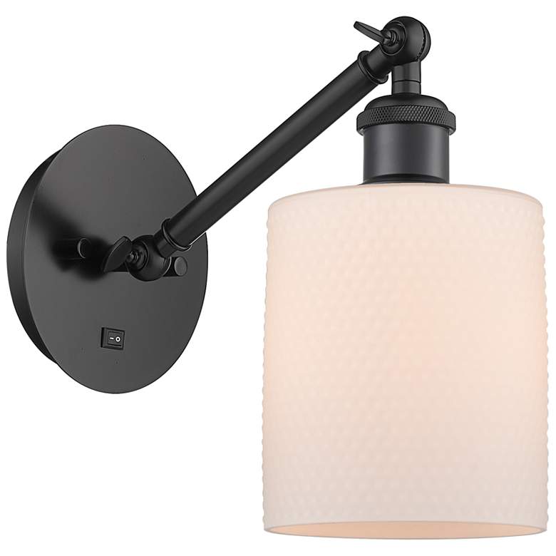 Image 1 Ballston Cobbleskill 5" Incandescent Sconce - Matte Black - White Shad