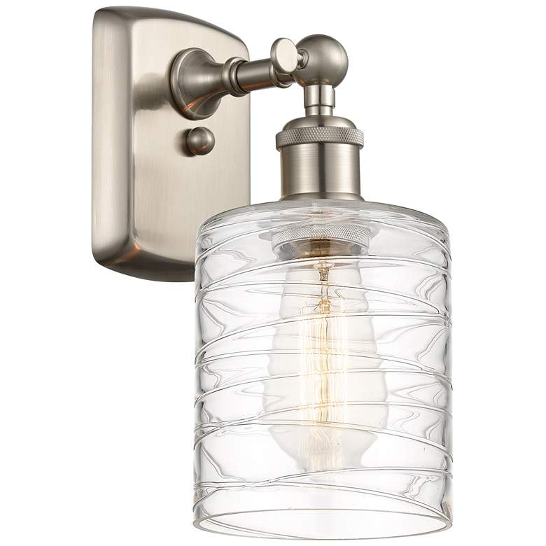 Image 1 Ballston Cobbleskill 5" Incandescent Sconce - Nickel - Deco Swirl Shad
