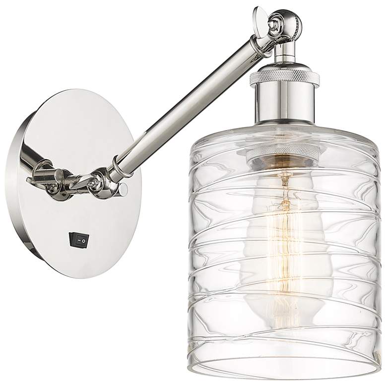 Image 1 Ballston Cobbleskill 5" Incandescent Sconce - Nickel - Deco Swirl Shad