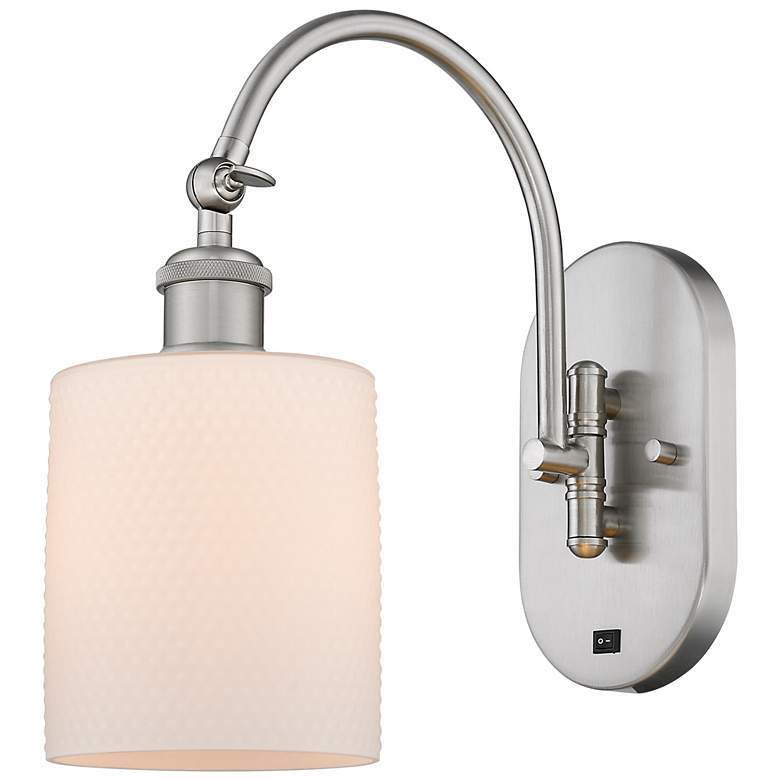 Image 1 Ballston Cobbleskill 5" Incandescent Sconce - Nickel - Matte White Sha