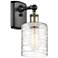 Ballston Cobbleskill 5" LED Sconce - Black Brass Finish - Deco Swirl S