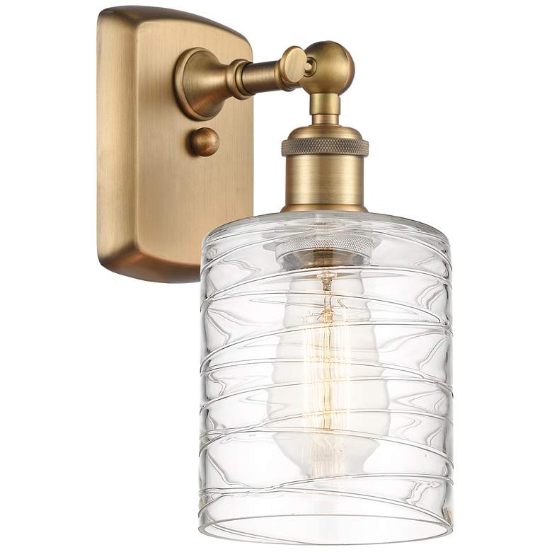 Image 1 Ballston Cobbleskill 5" LED Sconce - Brass Finish - Deco Swirl Shade