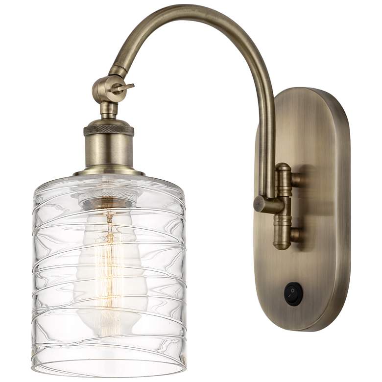 Image 1 Ballston Cobbleskill 5" LED Sconce - Brass Finish - Deco Swirl Shade