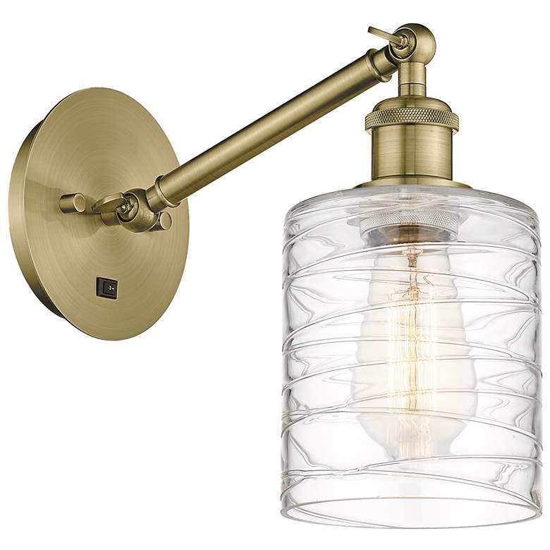 Image 1 Ballston Cobbleskill 5" LED Sconce - Brass Finish - Deco Swirl Shade