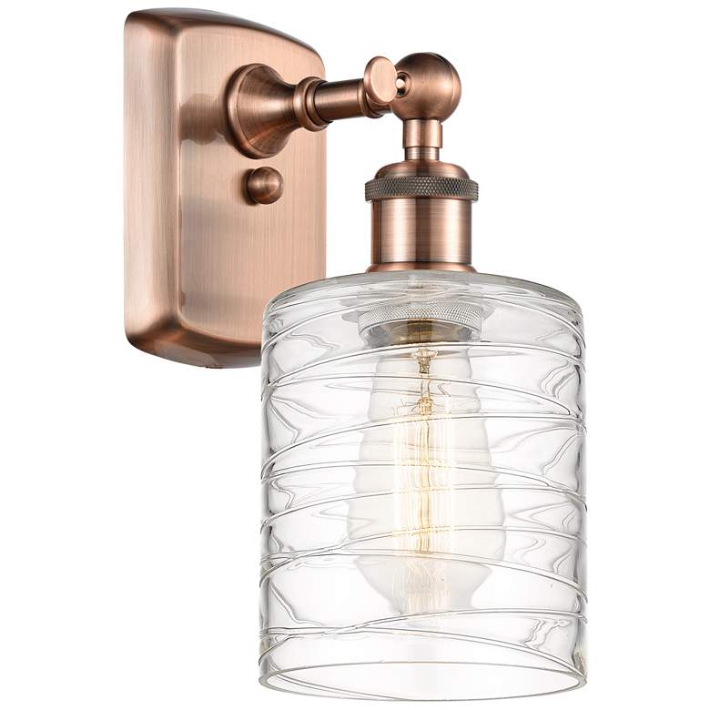 Image 1 Ballston Cobbleskill 5" LED Sconce - Copper Finish - Deco Swirl Shade
