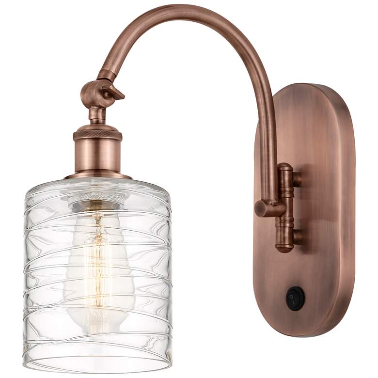 Image 1 Ballston Cobbleskill 5" LED Sconce - Copper Finish - Deco Swirl Shade