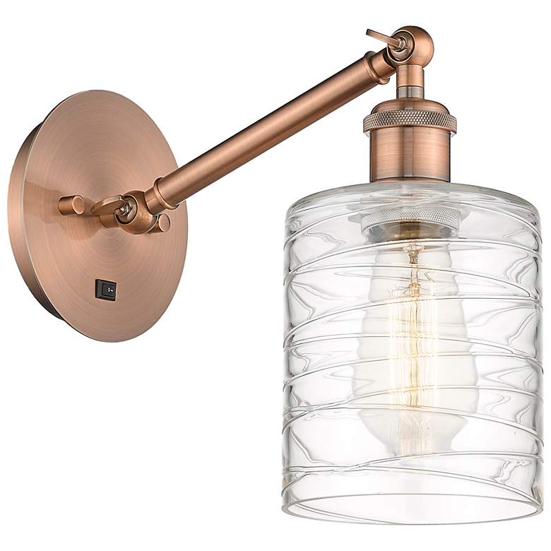 Image 1 Ballston Cobbleskill 5" LED Sconce - Copper Finish - Deco Swirl Shade