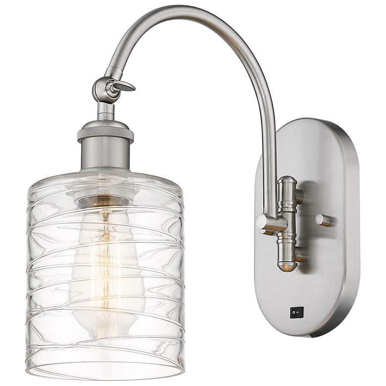 Image 1 Ballston Cobbleskill 5" LED Sconce - Nickel Finish - Deco Swirl Shade