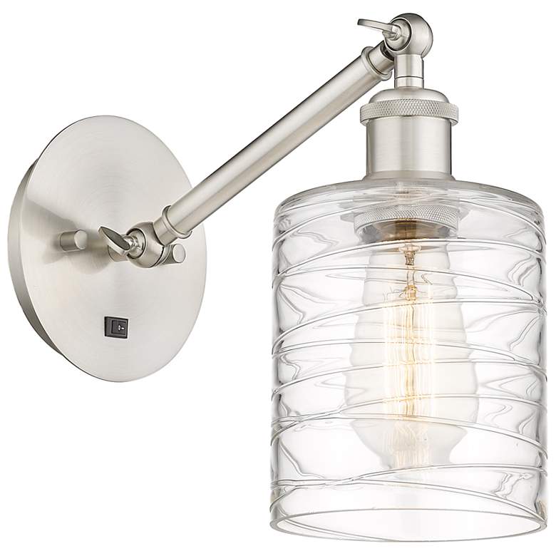 Image 1 Ballston Cobbleskill 5" LED Sconce - Nickel Finish - Deco Swirl Shade
