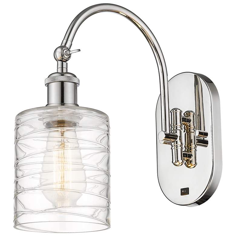 Image 1 Ballston Cobbleskill 5" LED Sconce - Nickel Finish - Deco Swirl Shade