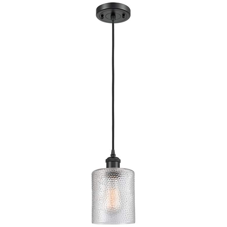 Image 1 Ballston Cobbleskill 5" Matte Black Corded Mini Pendant w/ Clear Shade