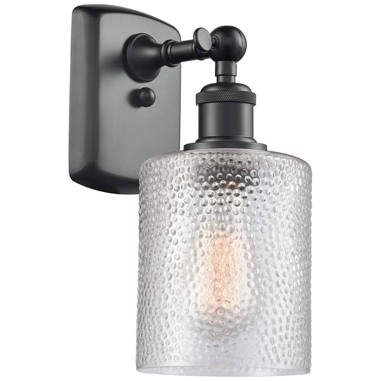 Image 1 Ballston Cobbleskill 5" Matte Black Sconce w/ Clear Shade