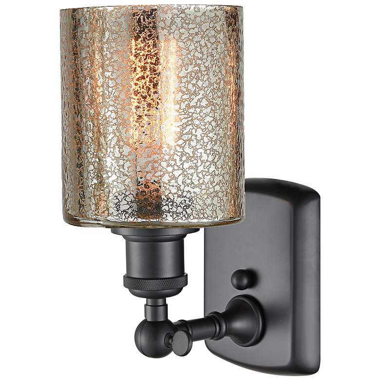 Image 3 Ballston Cobbleskill 5" Matte Black Sconce w/ Mercury Shade more views