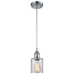 Ballston Cobbleskill 5" Polished Chrome Corded Mini Pendant w/ Clear S