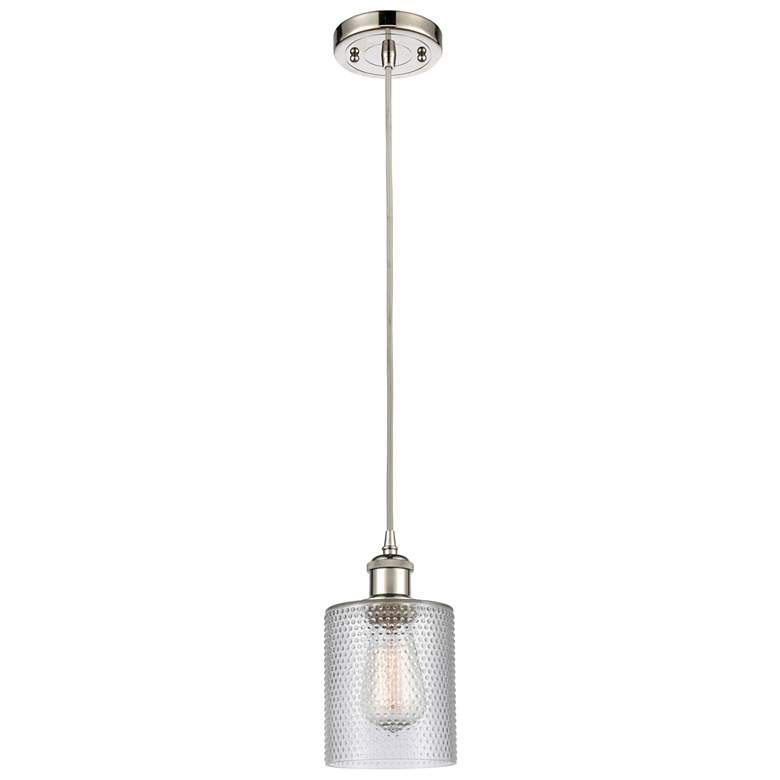 Image 1 Ballston Cobbleskill 5" Polished Nickel Corded Mini Pendant w/ Clear S