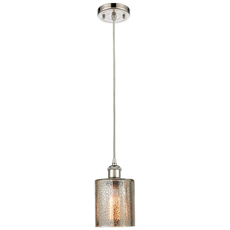 Image 1 Ballston Cobbleskill 5" Polished Nickel Corded Pendant w/ Mercury Shad