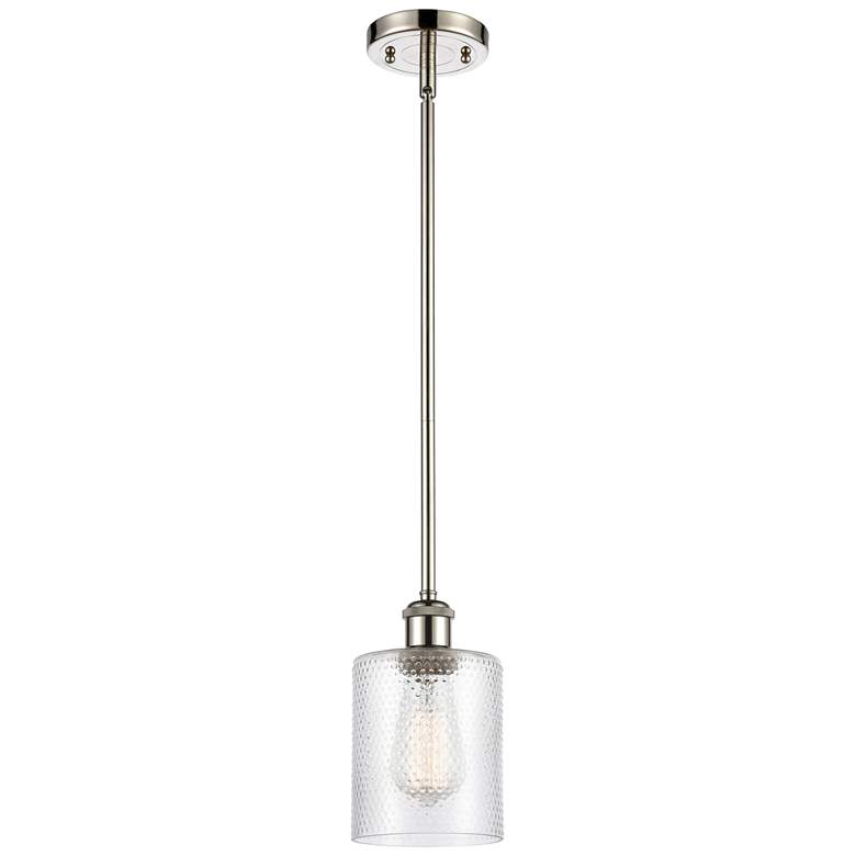 Image 1 Ballston Cobbleskill 5" Polished Nickel Mini Pendant w/ Clear Shade