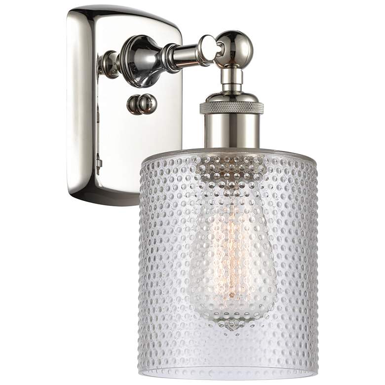 Image 1 Ballston Cobbleskill 5" Polished Nickel Sconce w/ Clear Shade