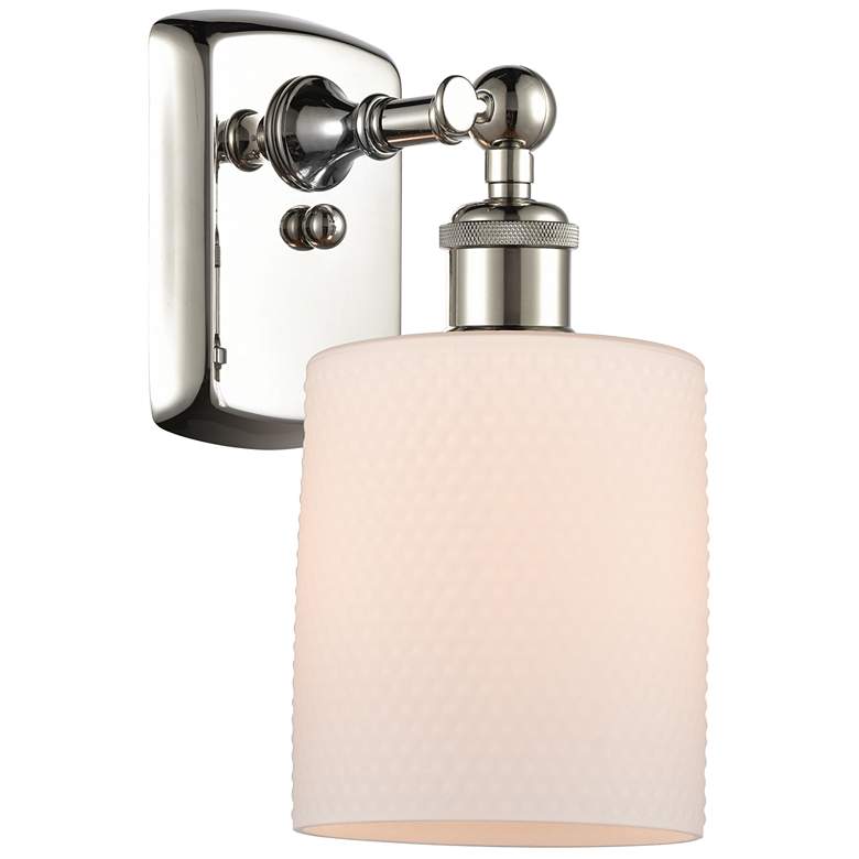 Image 1 Ballston Cobbleskill 5" Polished Nickel Sconce w/ Matte White Shade