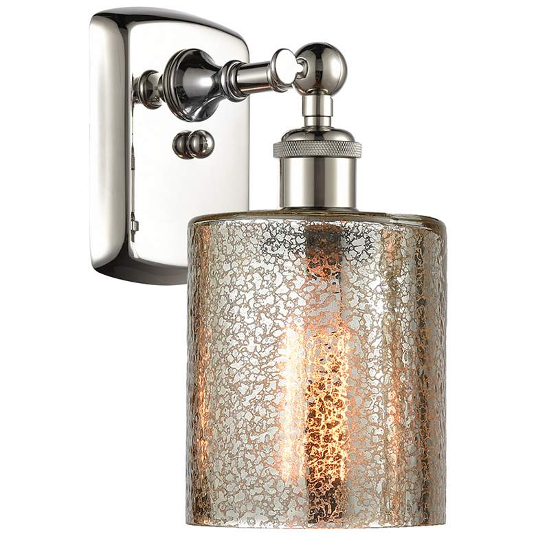 Image 1 Ballston Cobbleskill 5" Polished Nickel Sconce w/ Mercury Shade