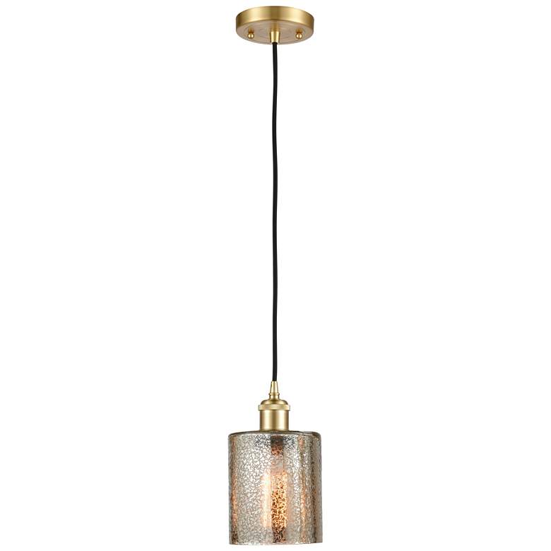 Image 1 Ballston Cobbleskill 5" Satin Gold Corded Mini Pendant w/ Mercury Shad