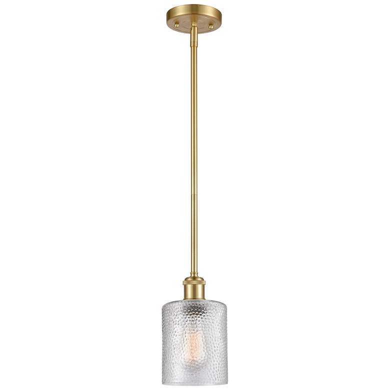 Image 1 Ballston Cobbleskill 5" Satin Gold Mini Pendant w/ Clear Shade