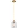 Ballston Cobbleskill 5" Satin Gold Mini Pendant w/ Clear Shade