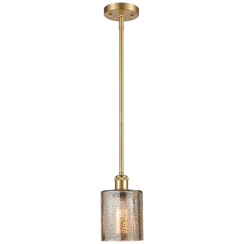 Image 1 Ballston Cobbleskill 5" Satin Gold Mini Pendant w/ Mercury Shade