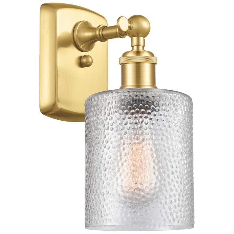 Image 1 Ballston Cobbleskill 5" Satin Gold Sconce w/ Clear Shade