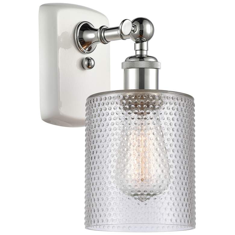 Image 1 Ballston Cobbleskill 5 inch White &#38; Chrome Sconce w/ Clear Shade