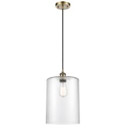 Ballston Cobbleskill 9" Antique Brass Corded Mini Pendant w/ Clear Sha