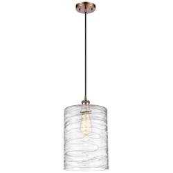Ballston Cobbleskill 9" Antique Copper Corded Mini Pendant w/ Deco Sha