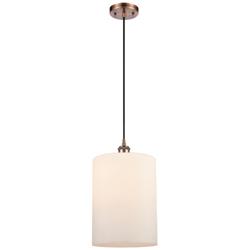 Ballston Cobbleskill 9" Antique Copper Corded Mini Pendant w/ White Sh