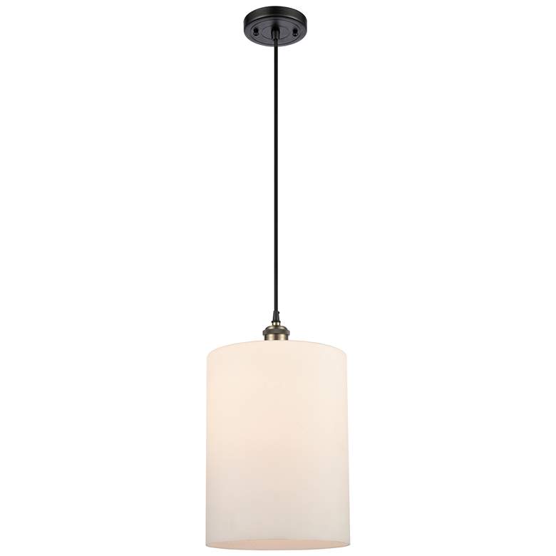 Image 1 Ballston Cobbleskill 9" Black Brass Corded Mini Pendant w/ White Shade