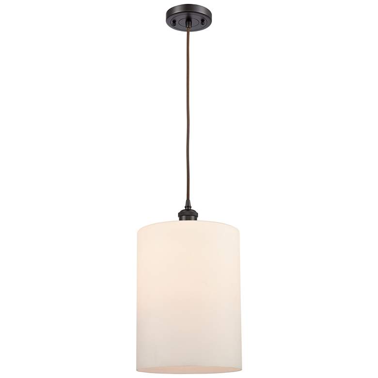 Image 1 Ballston Cobbleskill 9" Bronze Corded Mini Pendant w/ White Shade