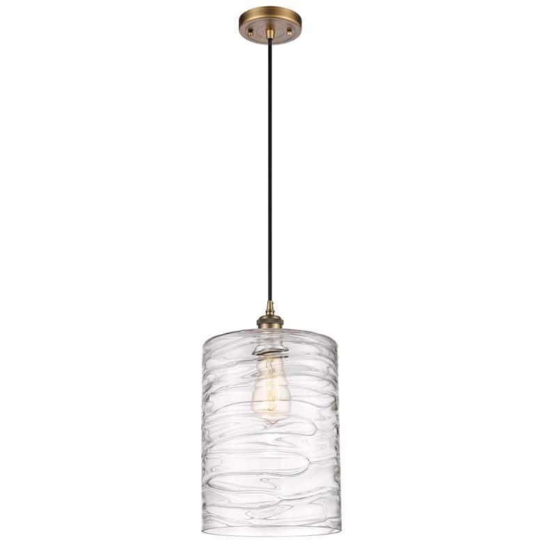 Image 1 Ballston Cobbleskill 9" Brushed Brass Corded Mini Pendant w/ Deco Shad