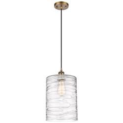 Ballston Cobbleskill 9" Brushed Brass Corded Mini Pendant w/ Deco Shad
