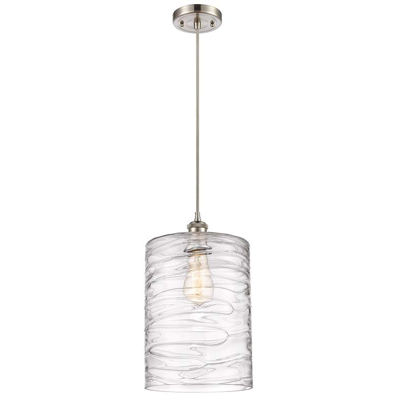 Image 1 Ballston Cobbleskill 9" Brushed Nickel Corded Mini Pendant w/ Deco Sha