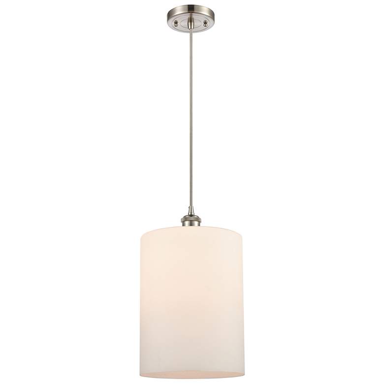 Image 1 Ballston Cobbleskill 9" Brushed Nickel Corded Mini Pendant w/ White Sh
