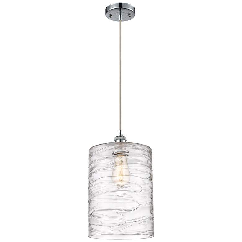 Image 1 Ballston Cobbleskill 9" Chrome Corded Mini Pendant w/ Deco Swirl Shade