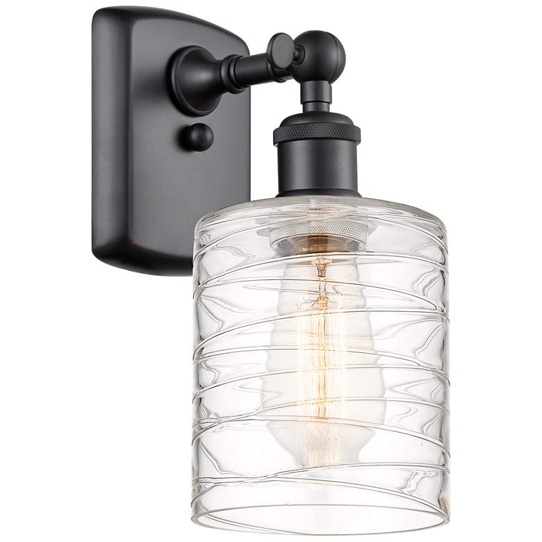 Image 1 Ballston Cobbleskill 9" High Matte Black Metal Wall Sconce